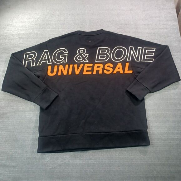Rag Bone Universal Sweater Mens L Black Jake Oversized Graphic Logo Sweatshirt - Picture 2 of 8